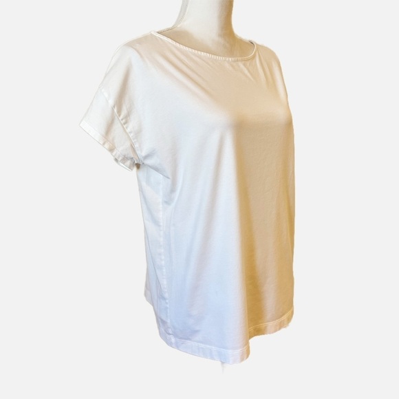 J. Jill Luxe Supima White Short Sleeve Tee Size Medium - Picture 2 of 8